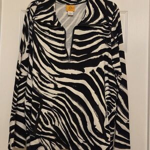 Ruby Rd. Black and White Zebra Print Blouse